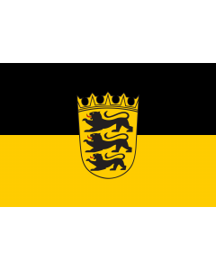 Fahne: Flagge: Landesdienstflagge Baden-Württembergs mit kleinem Landeswappen