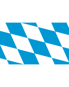 Fahne: Flagge: Die Rautenflagge des Freistaates Bayern seit 1971. Das Seitenverhältnis ist nicht vorgegeben