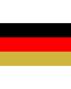 Fahne: Flagge: Bundesrepublik Deutschland in der seltenen Darstellung mit einem goldfarbenen statt eines gelben Streifens