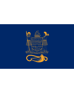 Fahne: Flagge: Presidential Standard of Fiji | Standard of the President of Fiji bearing the full Coat of Arms of Fiji and a traditional Knot and Whale s tooth in Golden-Yellow