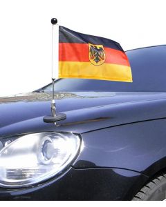 Magnetisch haftender Autofahnen-Ständer Diplomat-1.30 Deutschland mit Dienst-Wappen
